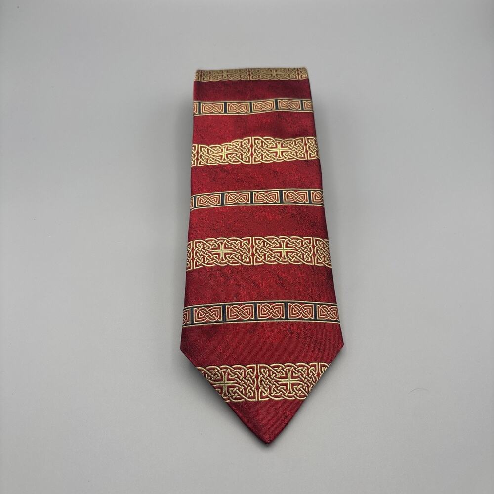 Patrick Francis 100% Silk Red Gold Celtic Men's Necktie Tie Ireland